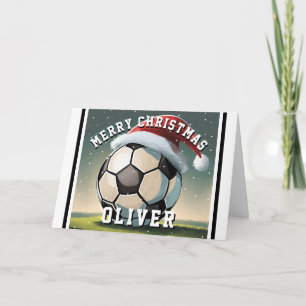 Fußball Santa Hut Name Weihnachten Karte