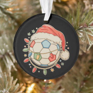 Fußball Santa Hut Weihnachtslichter Baum Xmas Ornament