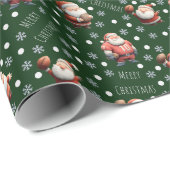 Fußball Santa on Forest Green Geschenkpapier (Rolleneckpunkt)