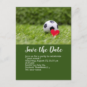 Fußball Save the Date auf Grün mit Liebe Postkarte