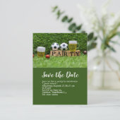 Fußball Save the Date für Begrüßungs-Party Postkarte (Stehend Vorderseite)