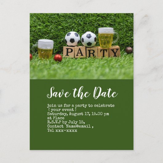 Fußball Save the Date für Begrüßungs-Party Postkarte (Vorderseite)
