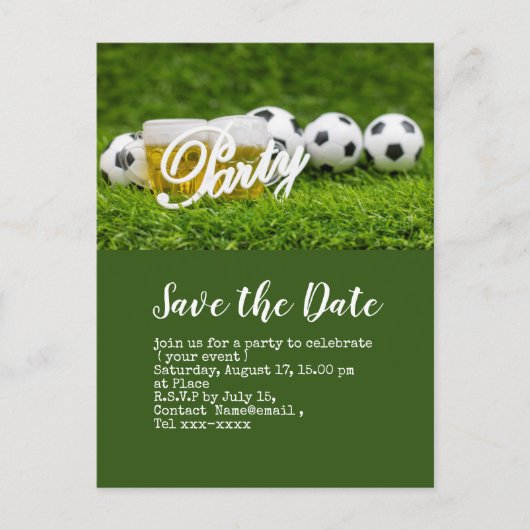 Fußball Save the Date mit Ballspiel Party Postkarte (Vorderseite)