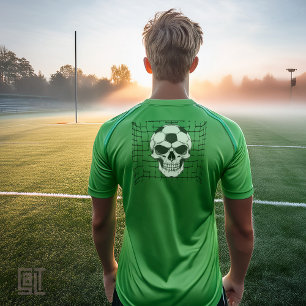 Fußball-Schädel im Tornetz - Dunkles Fußball-T-Shi T-Shirt