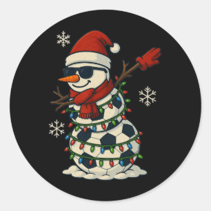 Fußball Schneemann Dabbing Lustiges Weihnachten Sü Runder Aufkleber