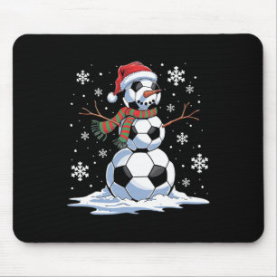 Fußball Schneemann Fußballspieler Santa Hut Weihna Mousepad