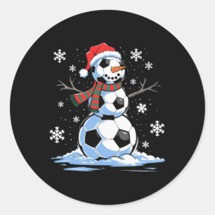 Fußball Schneemann Fußballspieler Santa Hut Weihna Runder Aufkleber