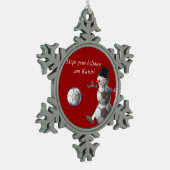 Fußball-Schneemann Schneeflocken Zinn-Ornament (Links)