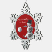 Fußball-Schneemann Schneeflocken Zinn-Ornament (Rechts)
