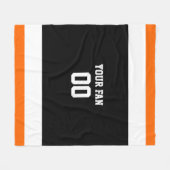 Fußball Schwarz, Orange und Weiß Personalisiert Fleecedecke (Vorderseite (Horizontal))