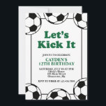 Fußball, schwarz und grün Geburtstag Einladung<br><div class="desc">Grün,  Schwarz und Weiß Fußball Geburtstag</div>