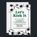 Fußball, schwarz und grün Geburtstag Einladung<br><div class="desc">Grün,  Schwarz und Weiß Fußball Geburtstag</div>