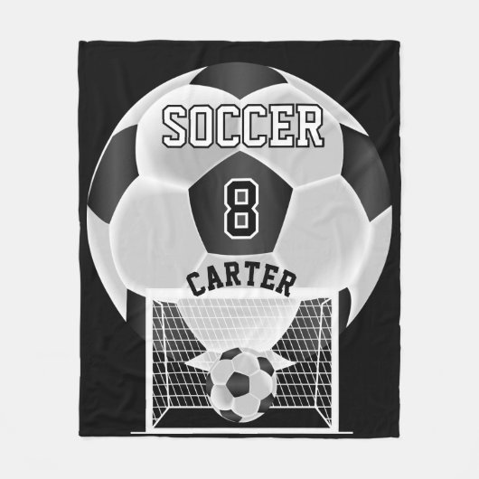 Fußball - Schwarz und Weiß Fleecedecke (Vorderseite)