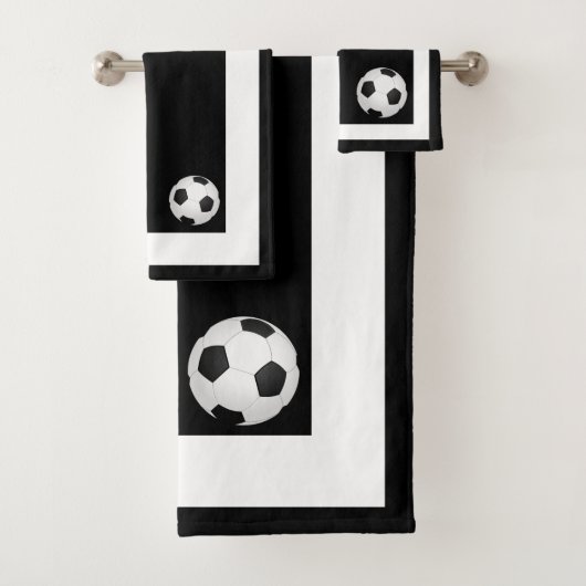 Fußball Schwarz-Weiß-Handtuch-Set Badhandtuch Set (Insitu)