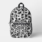 Fußball-Schwarz-weißes Sportmuster Bedruckter Rucksack (Vorderseite)