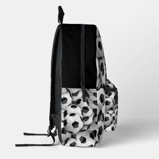 Fußball-Schwarz-weißes Sportmuster Bedruckter Rucksack (Links)