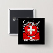 Fußball-Schweiz-Flagge, beängstigender Fußballball Button (Vorne & Hinten)