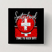 Fußball-Schweiz-Flagge, beängstigender Fußballball Button (Vorderseite)