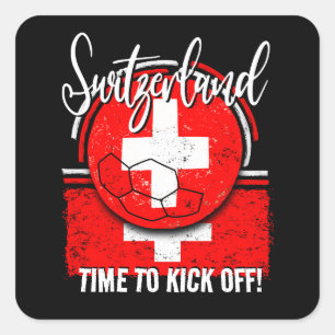 Fußball Schweiz Flagge, Schweizer Europameistersch Quadratischer Aufkleber