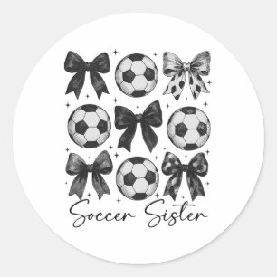 Fußball Schwester Lustige Kokette Schleife Fußball Runder Aufkleber