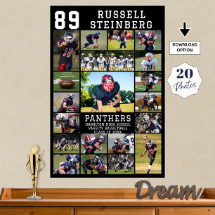 Fußball Senior Night 20 Foto-Collage Abschluss Poster