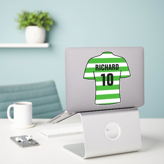Fußball-Shirt-Design auf der Green Hoops Aufkleber (Laptop auf Schreibtisch)