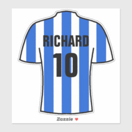 Fußball-Shirt-Design in Blue & White Stripes Stic Aufkleber