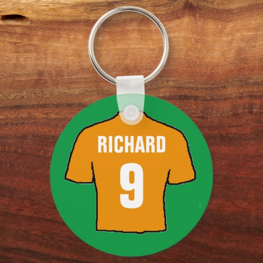 Fußball Shirt Design in Gold. Schlüsselanhänger (Vorderseite)