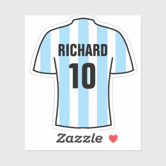 Fußball Shirt Design in LightBlue & White Streifen Aufkleber (Blatt)