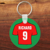 Fußball Shirt-Design in rot. Schlüsselanhänger (Rückseite)