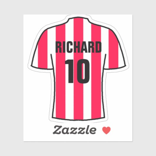 Fußball-Shirt-Design in Rot und Weiß Streifen Aufkleber (Blatt)