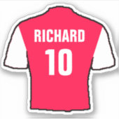 Fußball-Shirt-Design in rot-weiß Aufkleber. Aufkleber (Vorderseite)