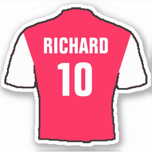 Fußball-Shirt-Design in rot-weiß Aufkleber. Aufkleber (Vorderseite)