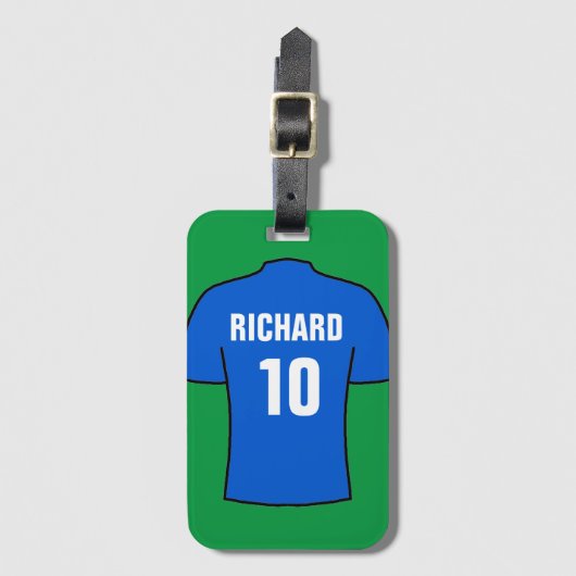 Fußball-Shirt in Blau Gepäckanhänger (Vorderseite Vertikal)