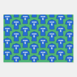 Fußball-Shirt in Blue Wrapping Paper Sheets Geschenkpapier Set