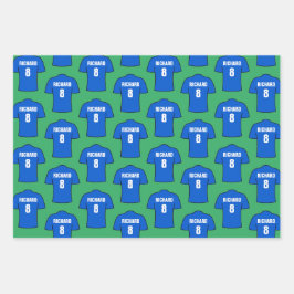 Fußball-Shirt in Blue Wrapping Paper Sheets Geschenkpapier Set