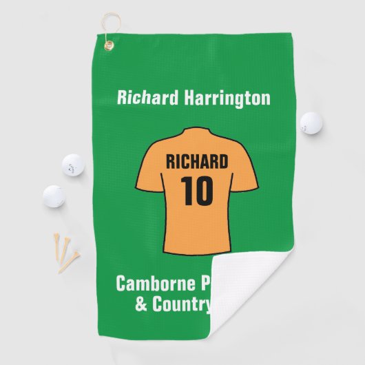 Fußball-Shirt in Orange oder Gold und Schwarz Golfhandtuch (Insitu)