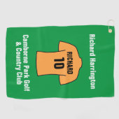 Fußball-Shirt in Orange oder Gold und Schwarz Golfhandtuch (Horizontal)