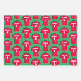 Fußball-Shirt in roten Umschlagpapier-Blättern Geschenkpapier Set