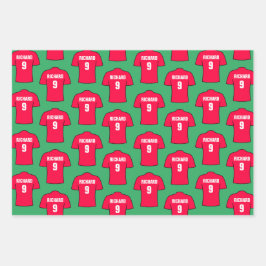 Fußball-Shirt in roten Umschlagpapier-Blättern Geschenkpapier Set