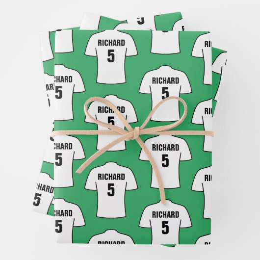 Fußball-Shirt in Weißverpackungspapierblättern Geschenkpapier Set (Beispiel)