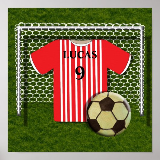 Fußball Shirt Rotes Personalisiertes Poster (Vorne)