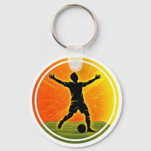 Fußball Sieger Spieler Sonnenuntergang Silhouette Schlüsselanhänger