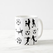 Fußball-Silhouette Fußball-Ball Kaffeetasse (VorderseiteRechts)