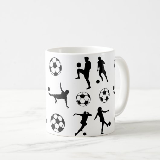 Fußball-Silhouette Fußball-Ball Kaffeetasse (VorderseiteRechts)