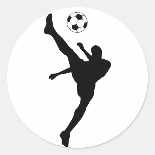 Fußball-Silhouette. Runder Aufkleber (Vorderseite)