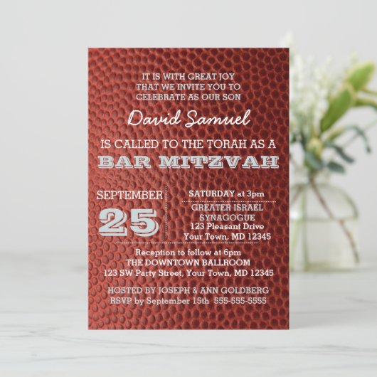 Fußball Silver Bar Mitzvah Einladung (Stehend Vorderseite)