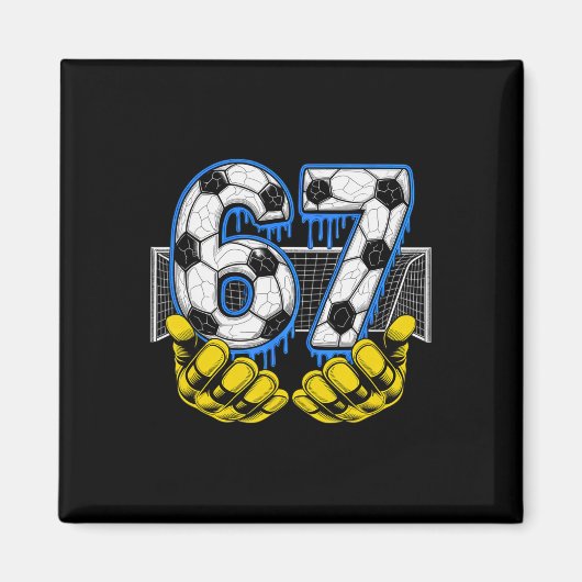 Fußball Six Seven 67 Lustiges Gen-Alpha-Meme Magnet (Vorne)