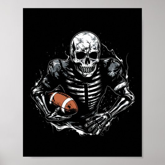 Fußball Skeleton Football Spieler Halloween Spooky Poster (Vorne)