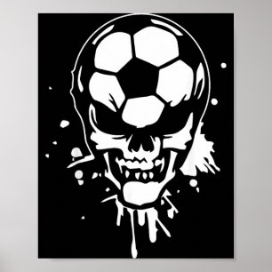 Fußball-Skelett Lustiger Spieler Halloween-Schädel Poster